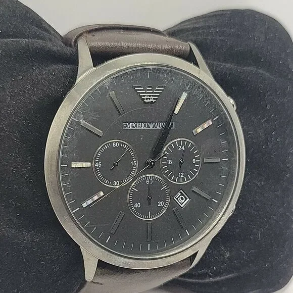 Emporio Armani AR2462 Men's Brown Leather Analog Dial Quartz Wrist Watch BC459